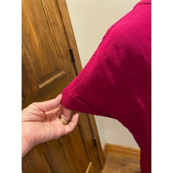 Liz Claiborne Blouse Plus Size 2X Magenta Pink V Neck Top w/ Cap Sleeves - Picture 3 of 6